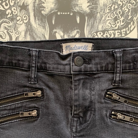 MADEWELL Denim | Faded Black | Skinny Skinny | Biker-Moto Zipper Pockets | Sz 26 - Picture 5 of 10